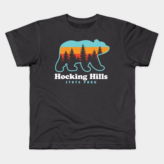 Hocking Hills State Park Ohio Bear Kids T-Shirt by PodDesignShop